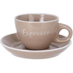 Espresso kőagyag csésze csészealjjal