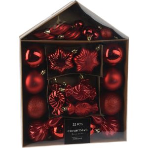 Festive karácsonyi dekorációs készlet piros