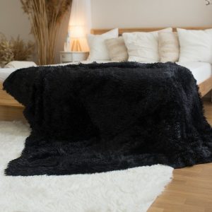 Jerry Fabrics Riccia hosszú szálú takaró fekete
