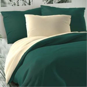 Kvalitex Luxury Collection szatén ágynemű sötétzöld/tejszín