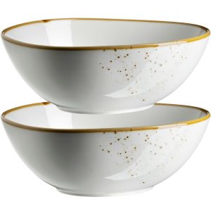 Mäser 2 darabos ovális tál készlet Pintar Fehérbarna pöttyök 22 x 19 cm