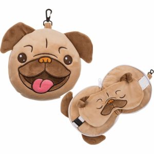 Mopsz utazó plüss párna szemmaszkkal