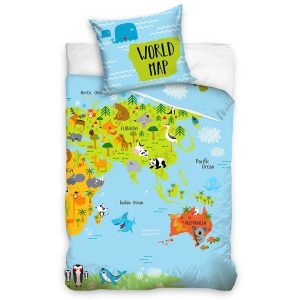 Pamut ágynemű Állatok térképe