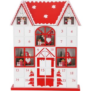 Santa´s house adventi naptár LED fényekkel piros