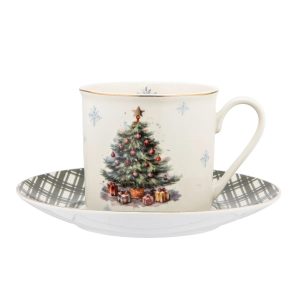 Altom Christmas Tree porcelán csésze és csészealj260 ml