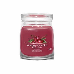 Yankee Candle Signature Black Cherry  illatos gyertya közepes üvegben